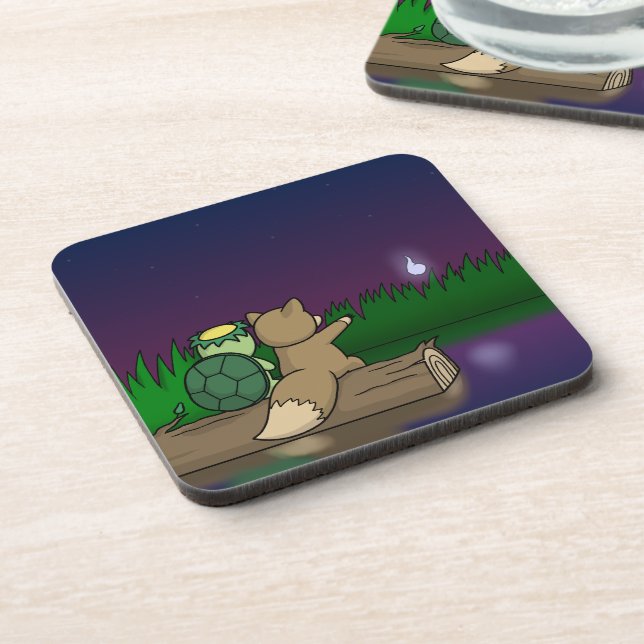 Kappa and Kitsune- Japanese Yokai Beverage Coaster (Left Side)