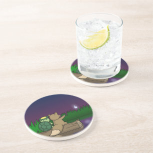Kappa and Kitsune- Japanese Yokai Sandstone Coaster
