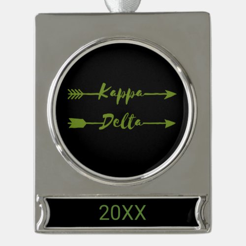 Kappa Delta Arrow Silver Plated Banner Ornament