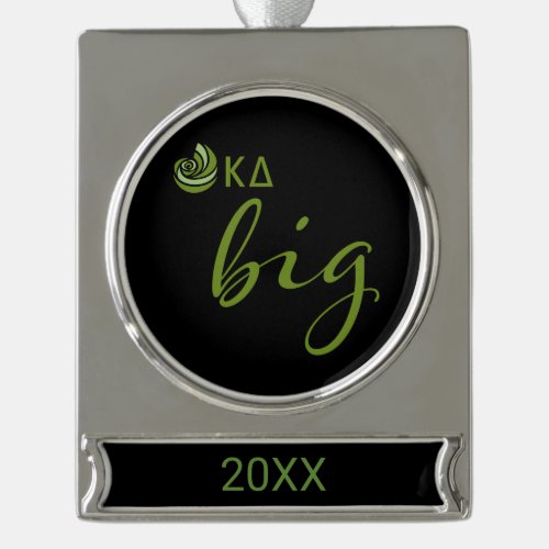 Kappa Delta Big Script Silver Plated Banner Ornament