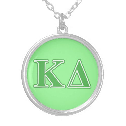 Kappa Delta Green Letters Silver Plated Necklace