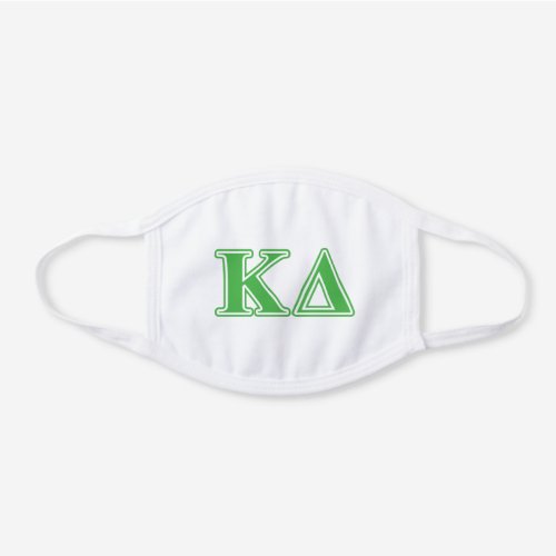 Kappa Delta Green Letters White Cotton Face Mask