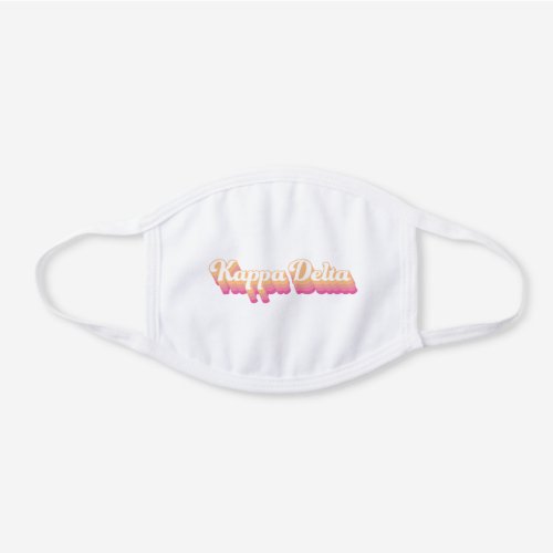 Kappa Delta  Groovy Script White Cotton Face Mask