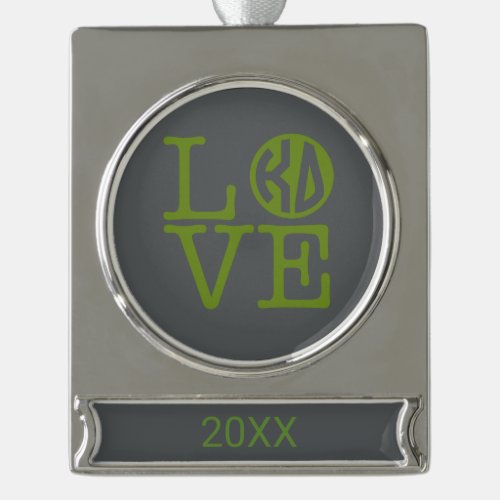 Kappa Delta Love Silver Plated Banner Ornament