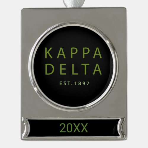 Kappa Delta Modern Type Silver Plated Banner Ornament