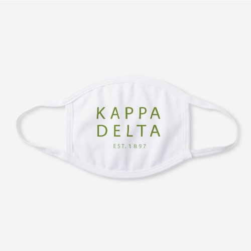 Kappa Delta Modern Type White Cotton Face Mask