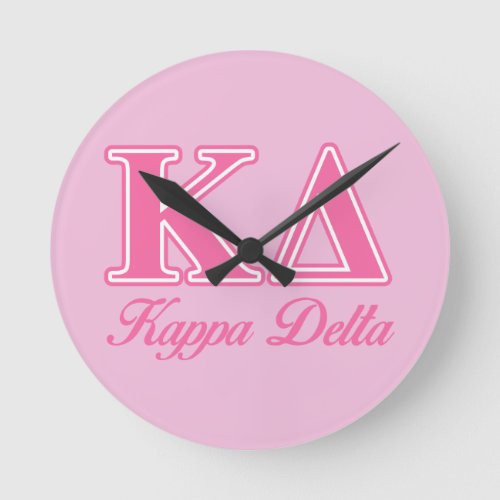 Kappa Delta Pink Letters Round Clock