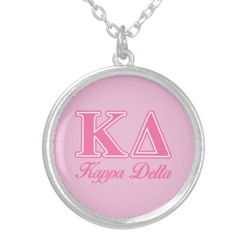 Kappa Delta Pink Letters Silver Plated Necklace