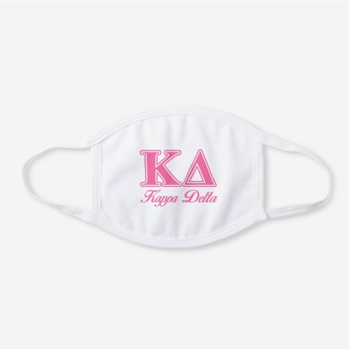 Kappa Delta Pink Letters White Cotton Face Mask