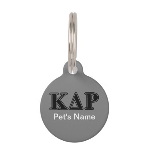 Kappa Delta Rho  Black Letters Pet Name Tag