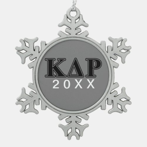 Kappa Delta Rho  Black Letters Snowflake Pewter Christmas Ornament