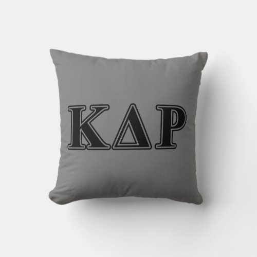 Kappa Delta Rho  Black Letters Throw Pillow