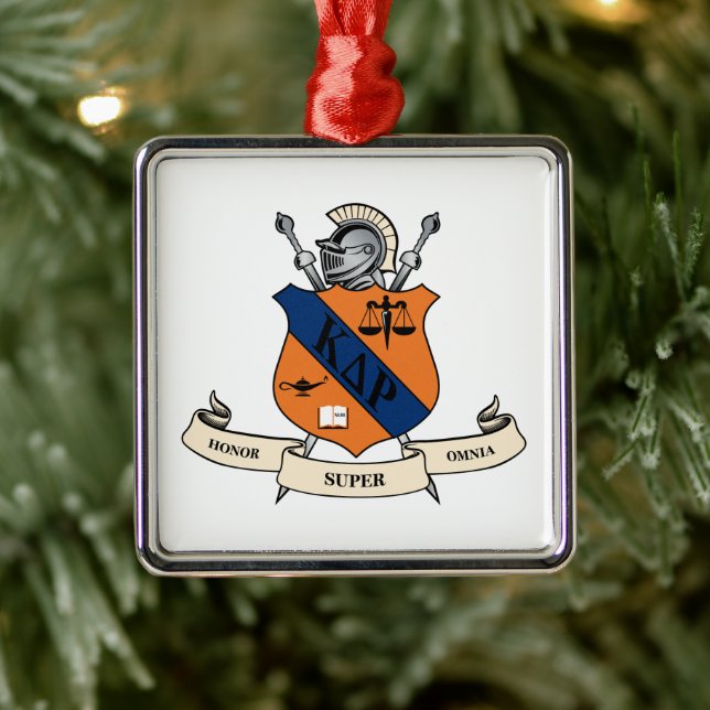 Kappa Delta Rho Fraternity Official Coat of Arms Metal Ornament (Tree)