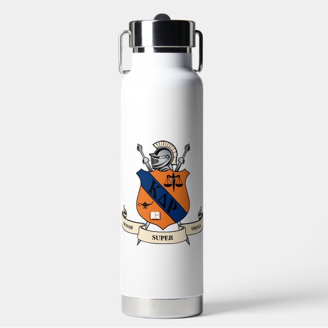 Kappa Delta Rho Fraternity Official Coat of Arms Water Bottle (Front)