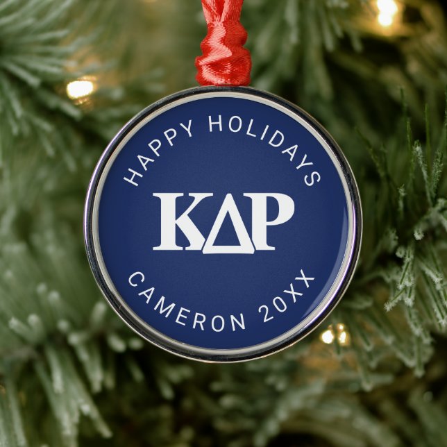 Kappa Delta Rho Greek Letters Logo Metal Ornament (Tree)