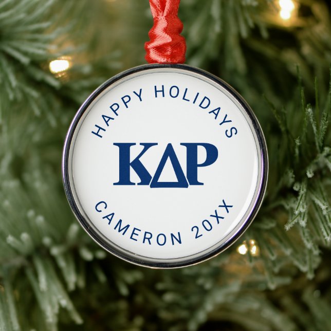 Kappa Delta Rho Greek Letters Logo Metal Ornament (Tree)