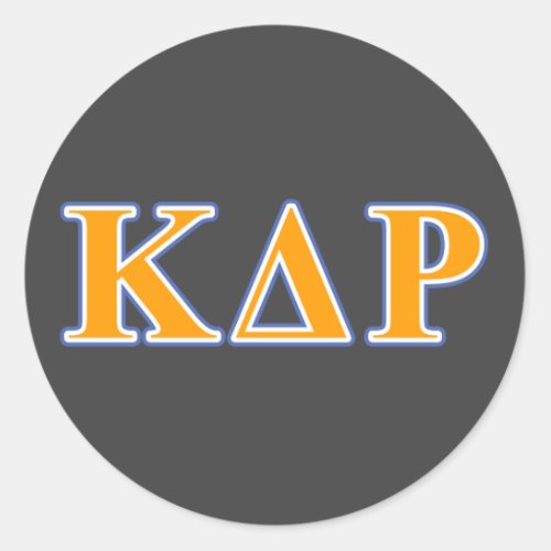 Kappa Delta Rho  Orange and Blue Letters Classic Round Sticker