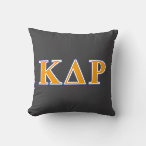 Kappa Delta Rho  Orange and Blue Letters Throw Pillow