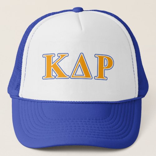 Kappa Delta Rho  Orange and Blue Letters Trucker Hat