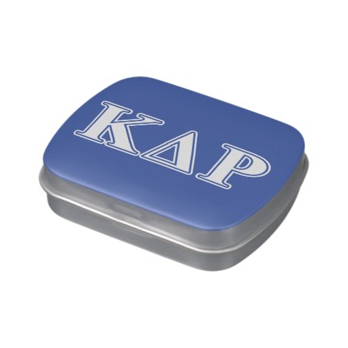 Kappa Delta Rho  White and Blue Letters Candy Tin