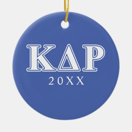 Kappa Delta Rho  White and Blue Letters Ceramic Ornament
