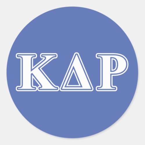 Kappa Delta Rho  White and Blue Letters Classic Round Sticker