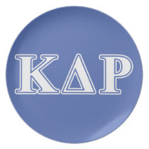 Kappa Delta Rho | White and Blue Letters Melamine Plate