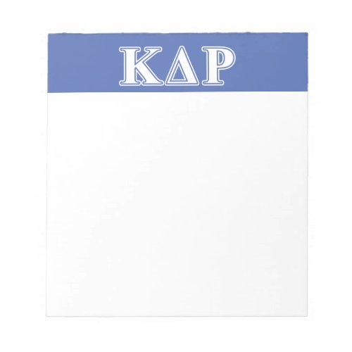 Kappa Delta Rho  White and Blue Letters Notepad