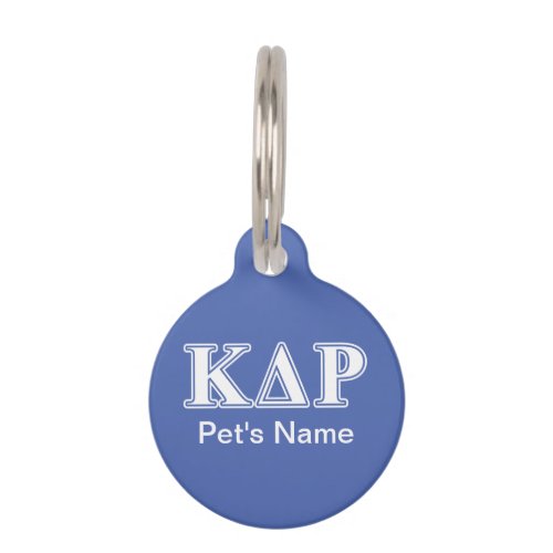 Kappa Delta Rho  White and Blue Letters Pet Name Tag