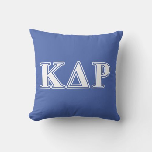 Kappa Delta Rho  White and Blue Letters Throw Pillow