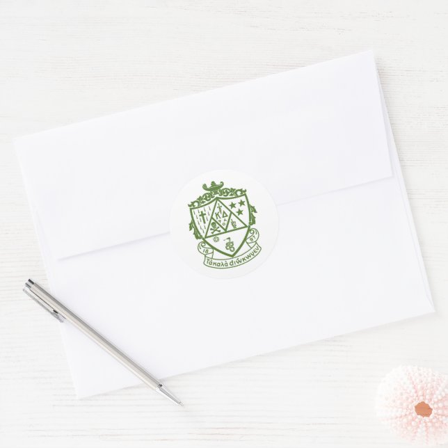 Kappa Delta Sorority Crest Design Classic Round Sticker (Envelope)