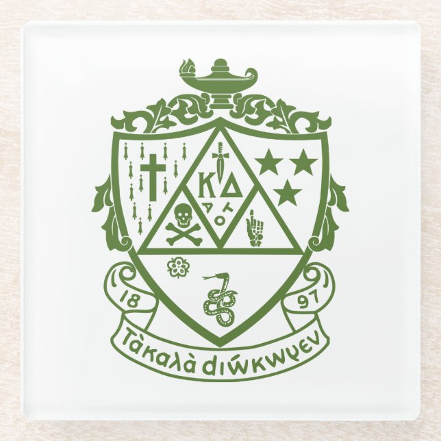 Kappa Delta Sorority Crest Design Glass Coaster (Front)