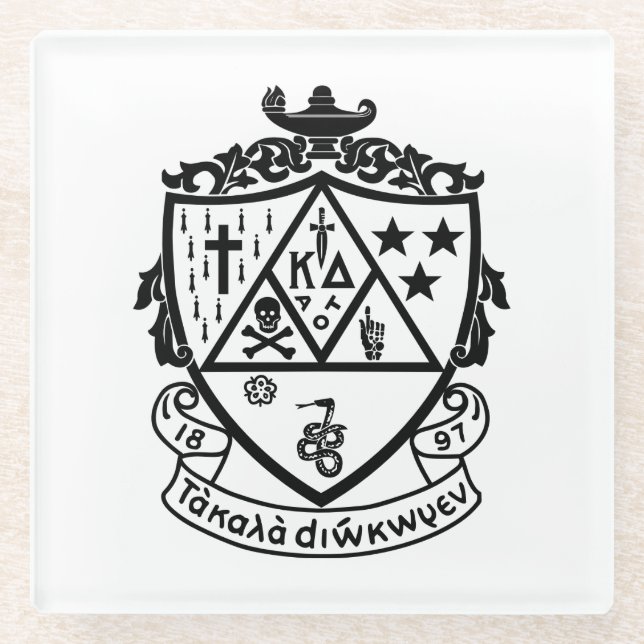 Kappa Delta Sorority Crest Design Glass Coaster (Front)