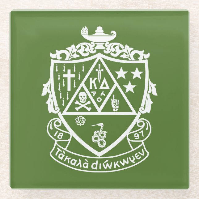 Kappa Delta Sorority Crest Design Glass Coaster (Front)