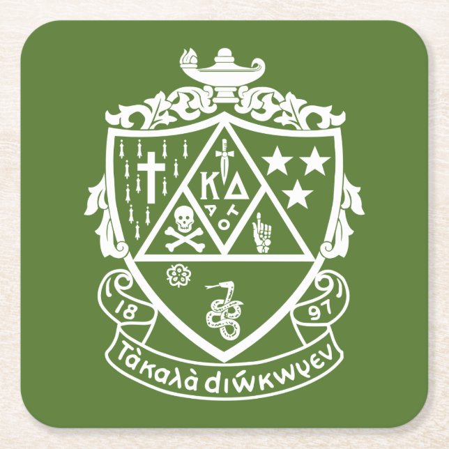 Kappa Delta Sorority Crest Design Square Paper Coaster (Front)