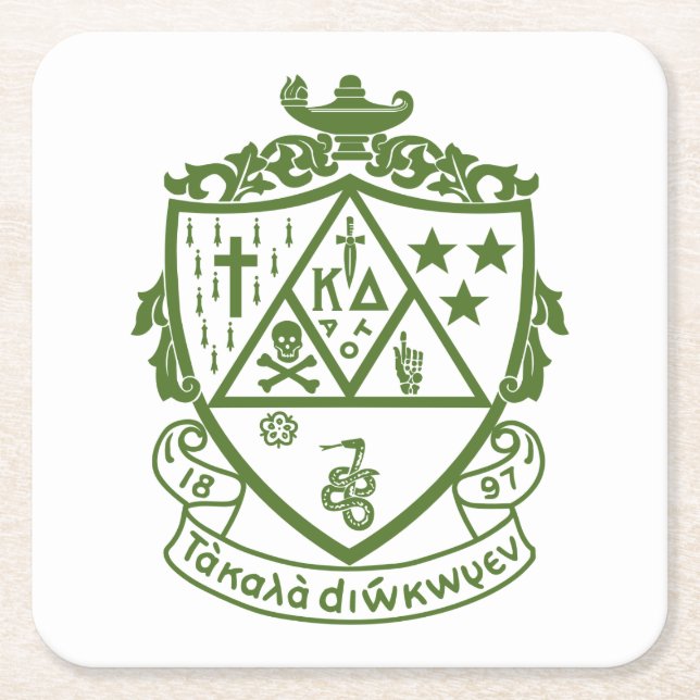 Kappa Delta Sorority Crest Design Square Paper Coaster (Front)