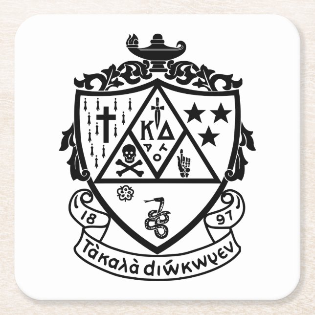 Kappa Delta Sorority Crest Design Square Paper Coaster (Front)