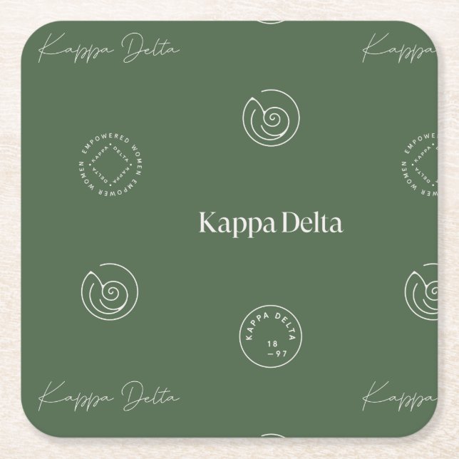 Kappa Delta Sorority Pattern Design Square Paper Coaster (Front)