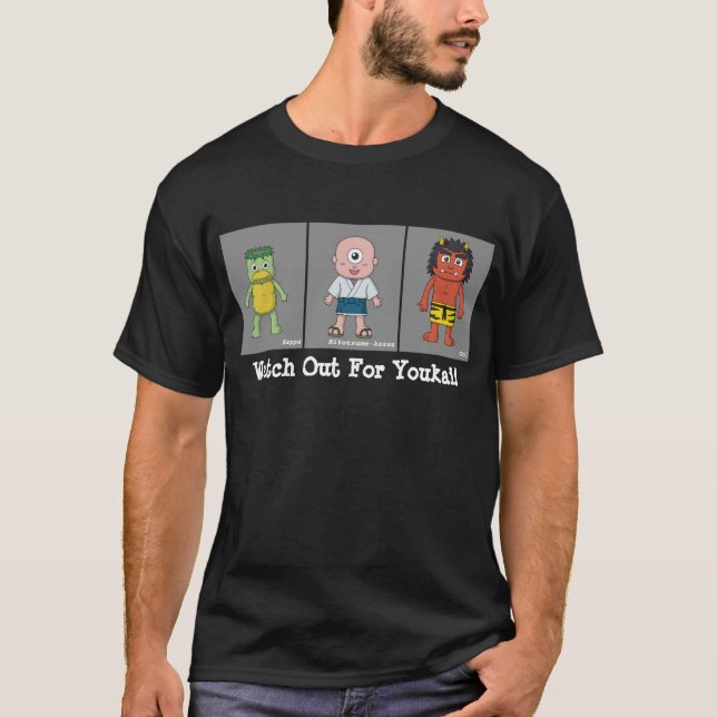 Kappa, Hitotsume-kozo, and Oni Cartoon Yokai T-Shirt (Front)