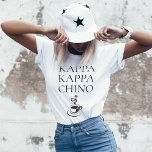 Kappa Kappa Chino Funny Coffee Lover T-Shirt<br><div class="desc">Who loves coffee?! This funny t-shirt is designed especially for coffee lovers, baristas, restaurant servers and more. It uses a spin on a fraternity name with KAPPA KAPPA CHINO text and a steamy hot cup of cappuccino below the text. Lots of colors and shirt varieties are available in this design....</div>