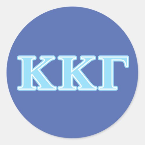 Kappa Kappa Gamma Baby Blue Letters Classic Round Sticker