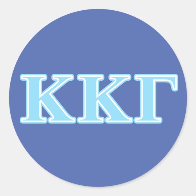 Kappa Kappa Gamma Baby Blue Letters Classic Round Sticker (Front)