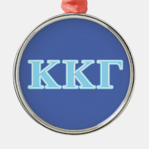 Kappa Kappa Gamma Baby Blue Letters Metal Ornament