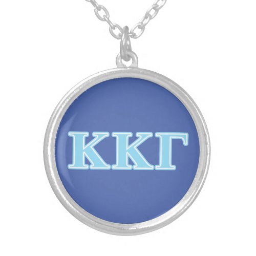 Kappa Kappa Gamma Baby Blue Letters Silver Plated Necklace