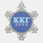 Kappa Kappa Gamma Baby Blue Letters Snowflake Pewter Christmas Ornament at Zazzle