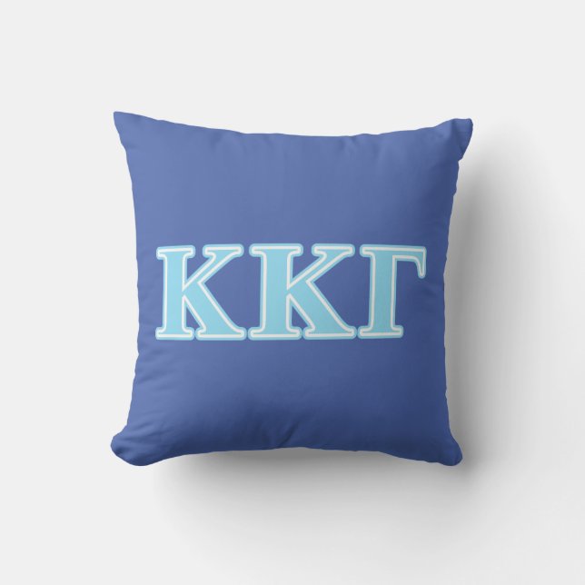 Kappa Kappa Gamma Baby Blue Letters Throw Pillow (Front)