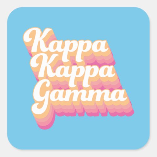 Kappa Kappa Gamma  Groovy Script Square Sticker