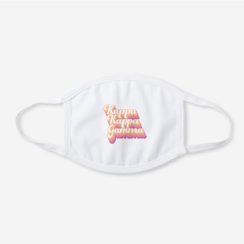 Kappa Kappa Gamma  Groovy Script White Cotton Face Mask