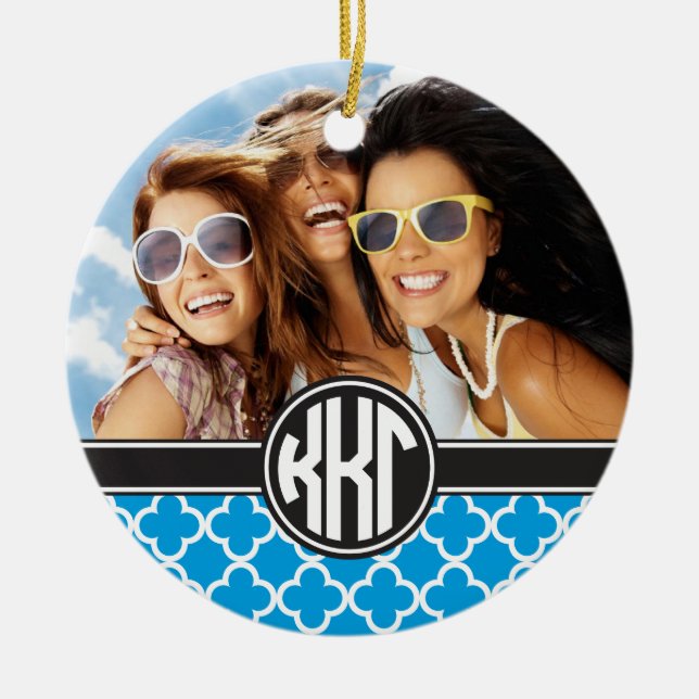 Kappa Kappa Gamma | Monogram and Photo Ceramic Ornament (Front)