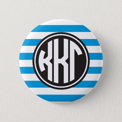 Kappa Kappa Gamma  Monogram Stripe Pattern Button